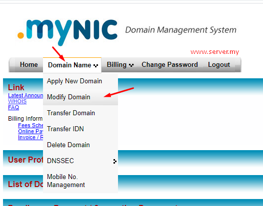 Modify Domain